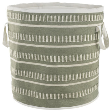 Dash and Stripe Indoor/Outdoor Storage Basket, 21" Height, Green/White