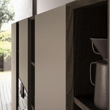 Black, White and Natural Innovated Open Concept Kitchen
