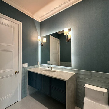 Powder room wallpaper installation Naperville, IL