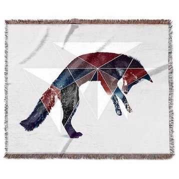 "Fox Double Exposure Wildlife Art I" Woven Blanket 80"x60"