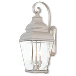 Livex Lighting - Livex Lighting 2593-91 Exeter - Three Light Outdoor Wall Lantern - Stately and classic, this outdoor wall lantern offExeter Three Light O Brushed Nickel Clear *UL: Suitable for wet locations Energy Star Qualified: n/a ADA Certified: n/a  *Number of Lights: Lamp: 3-*Wattage:60w Candelabra Base bulb(s) *Bulb Included:No *Bulb Type:Candelabra Base *Finish Type:Brushed Nickel