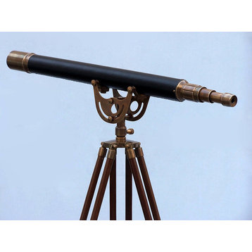Floor Standing Antique Brass Leather Anchormaster Telescope 65"