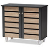 Modern & Contemporary 2-Tone Oak & Dark Gray 2-Door Shoe Storage Cabinet