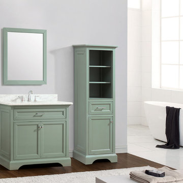 Mercer 37 in. Vanity in Sea Green finish with Carrera White Marble Top