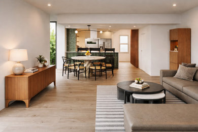 Example of a mid-sized trendy dining room design