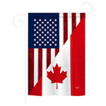 Breeze Decor - US Canada Friendship 13"x18.5" USA-Produced Home Decor Flag - Flags are manufactured in the USA, with Licensing from American Companies and sold by American Vendors Only. Beware of Counterfeit Items from Overseas. Designed to hang vertically from an outdoor pole or inside as wall decor, Pro-Guard sublimation flag measures 28"x 40" with a 3" Pole sleeve. Read both Sides. Poles and hardware are NOT INCLUDED.