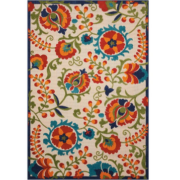 Nourison Aloha Multicolor Indoor/Outdoor Area Rug, Rectangular 5'3"x7'5"