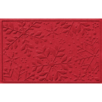 Aqua Shield 20"x30" Holiday Snowflake Doormat, Solid Red