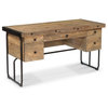 Hartley Industrial 5 Drawer Desk, Recyled Pine