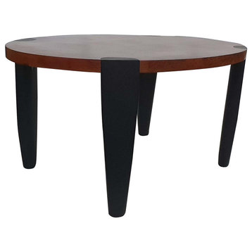 Benzara BM285033 Oval Top Coffee Table, Mango Wood, Iron Frame, Brown, Black