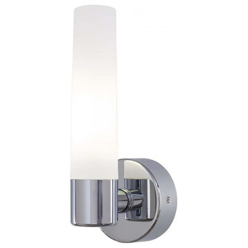 Minka George Kovacs Saber 1-Light Chrome Cased Etched Opal Glass Bathroom Sconce