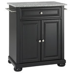 Crosley - Alexandria Solid Granite Top Portable Kitchen Island, Black Finish - Constructed of solid hardwood and wood veneers, this kitchen island is designed for longevity. The beautiful raised panel doors and drawer front provide the ultimate in style to dress up your kitchen. The deep drawer are great for anything from utensils to storage containers. Behind the two doors, you will find an adjustable shelf and an abundance of storage space for things that you prefer to be out of sight. Style, function, and quality make this kitchen island a wise addition to your home.