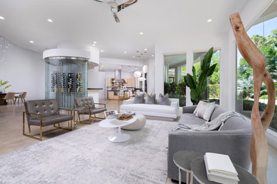 Example of a mid-sized trendy open concept living room design in Las Vegas