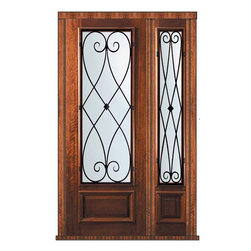Prehung Sidelight Door 96 Wood Mahogany Charleston 3/4 Lite - Front Doors