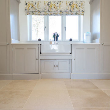 Family Kitchen: Light Jerusalem Honed Limestone