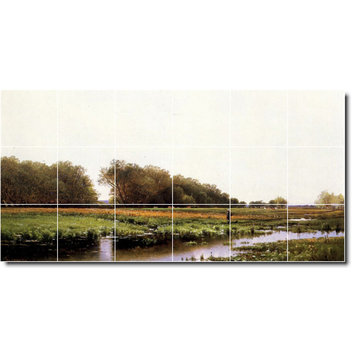 Alfred Bricher Country Painting Ceramic Tile Mural #37, 36"x18"