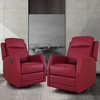 Upholstered Swivel Manual Recliner With Wingback Set of 2, Red