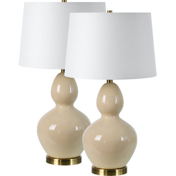 Jesula Set of two glazed cream table lamps