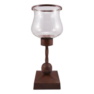 25-inch Small Mirebella Mantle Hurricane Candle Holder made of Glass in Montana