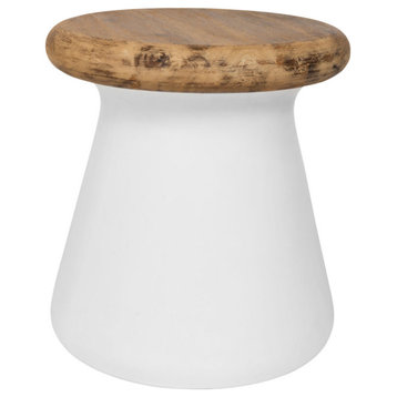 Sutter Indoor/Outdoor Modern Concrete Round 18.1" H Accent Table Ivory
