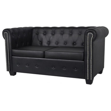 vidaXL Sofa Chesterfield Loveseat Settee Couch Sofa Artificial Leather Black