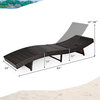 Costway Patio Rattan Folding Lounge Chair Chaise Adjustable W/White Cushion
