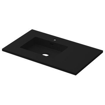 VIVA Stone 36" Left Sink Matte Black Solid Surface Countertop