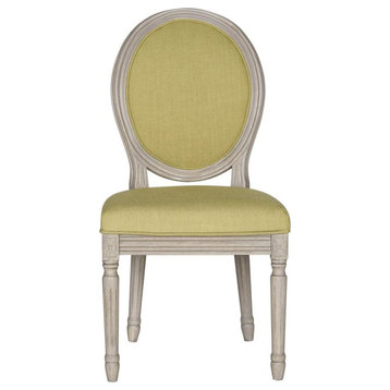 Ciley 19''h French Brasserie Linen Oval Side Chair Set of 2 Spring Green / Rusti