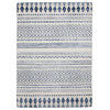 Linon Indoor Outdoor Machine Washable Skip Area 7'x9' Rug in Ivory and Blue