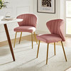 Milia Modern Audrey Velvet Dining Chair With Metal Legs Set of 2, Pink