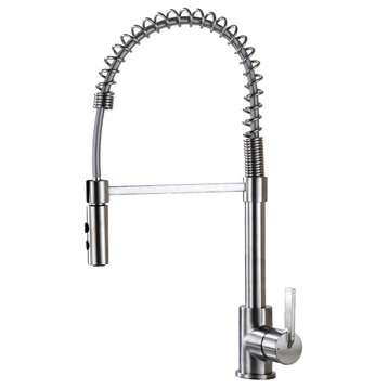 Luxier KTS22-T Single-Handle Pull-Down Sprayer Kitchen Faucet, Brushed Nickel