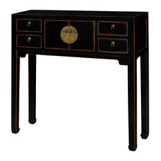 Elmwood Console Table, Black Distressed