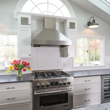 Herringbone Tile Stove Backsplash
