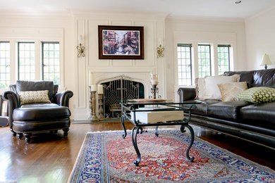Inspiration for a large mid-century modern living room remodel in Cleveland