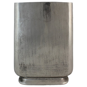 16-Inch Tall Cecily Metal Vase, Silver
