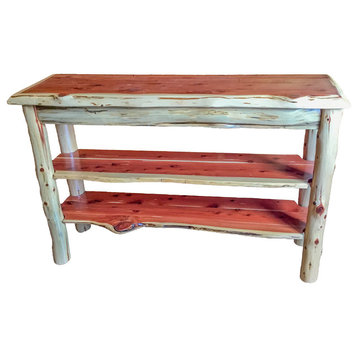 Rustic Red Cedar Log Live Edge TV Stand/Console Table