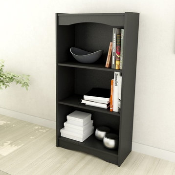 Hawthorn Black Engineered Wood 48" Tall Adjustable 3 Shelf Bookcase