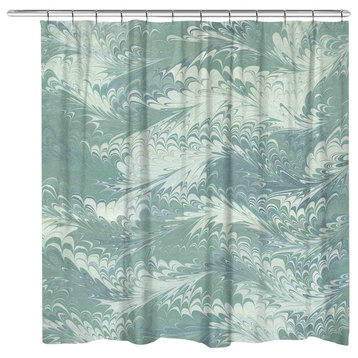 Pastel Mint Marble Shower Curtain