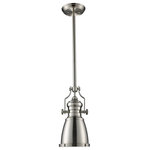 Elk Home - Chadwick Pendant, Satin Nickel, 1-Light - The Chadwick Collection Reflects The Beauty Of Hand-Turned Craftsmanship Inspired By Early 20Th Century Lighting And Antiques That Have Surpassed The Test Of Time. This Robust Collection Features Detailing Appropriate For Classic Or Transitional Decors. White Glass Compliments The Various Finish Options Including Polished Nickel, Satin Nickel, And Antique Copper. Amber Glass Enriches The Oiled Bronze Finish.