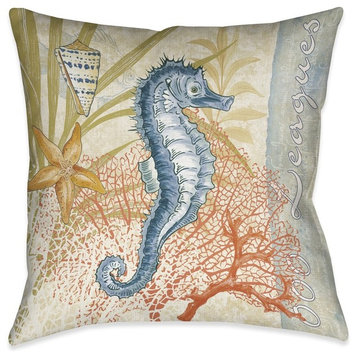 Laural Home Oceana Seahorse Outdoor Decorative Pillow, 20"x20"