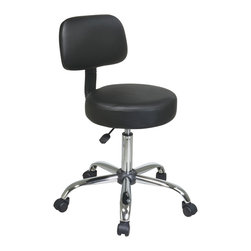 Chrome Finish Stool with Vinyl Seat and Back - Living Room Chairs