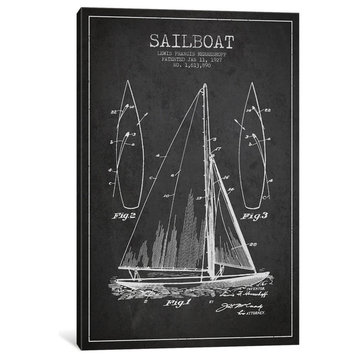 "Sailboat Patent Blueprint" by Aged Pixel, 26"x18"x1.5", 1-Piece