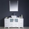 Fresca Torino 54" White Bathroom Vanity with Side Cabinets and Vessel Sink