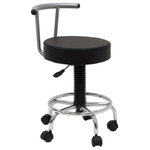 Studio Designs - Futura Stool, Silver/Black - Sleek and simply functional, the Futura Stool is ideal for artists and draftsmen alike. The pneumatic gas lift beneath the stool smoothly raises the seat from a height of 19 to 25 for nearly effortless versatility. A sturdy five-star base supports a scratch-resistant chrome foot ring. Features including 2 wheel casters with dual locking for secure mobility. The powder-coated steel backing assures strength and durability.