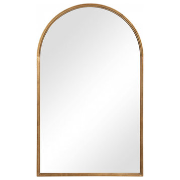 Lightly Antiqued Gold Leaf Arched Wall Mirror, Bathroom Mirror, 24 X 39