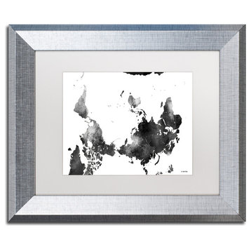 Watson 'Upside Down Map of the World' Art, Silver Frame, 11"x14", White Matte