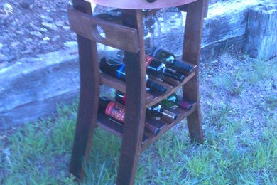 Making furniture out of a old wine barrel.
