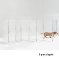 Freestanding Clear View Lucite Acrylic Zig Zag Pet Dog Gate, 8-Panel