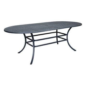 Newport Cast Burnished pewter Aluminum 42"x84" Oval Dining Table