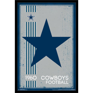 Dallas Cowboys Retro Logo Poster, Black Framed Version